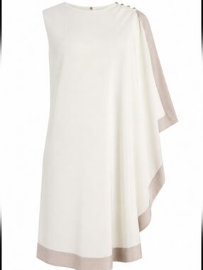 TED BAKER LONDON Bolty Asymmetric Drape Dress Ivory Pink US 4 UK 1 Rose Gold